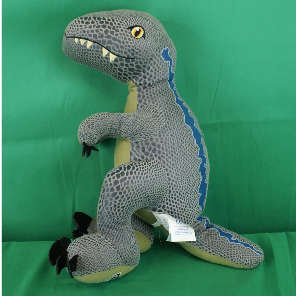 Build-A-Bear Jurassic World Blue Velociraptor Plush Dinosaur Grey Blue 18"